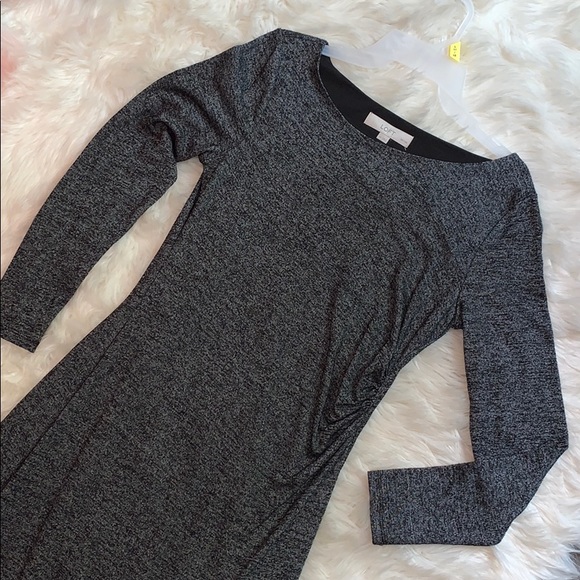 Loft Medium Petite Gray Fitted Dress - Picture 2 of 7